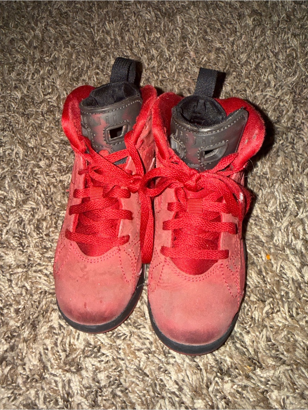 Jordan Kids Red Suede High-Top Sneakers